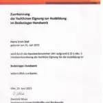 Zuerkennung fachliche Eignung Ausbilder